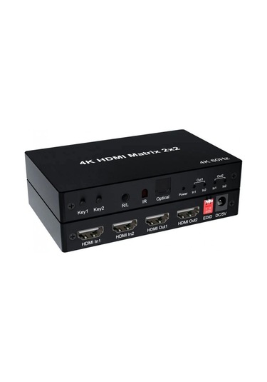 2x2 Hdmı Matrix 4k 60hz Değiştirici 2 İn 2 Out Optik & R/l Ses Çıkışı