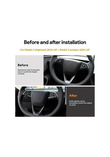 Honeybeeshop Çene Kayışlı Direksiyon Düğmesi Kırmızı Gerçek Karbon Fiber Tesla Model 3 Highland 2024 Ve Up Model Y Juniper 2025 Up İçin Sol Sağ Sürüş Uygun İç Mekan Yükseltme Kolay Kurulum Kırmızı