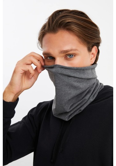 Erkek 4 Fonksiyonlu Koruyucu Pamuklu, Esnek, Terletmez, Bandana, Boyunluk, Maske - Tek Ebat / Füme Füme