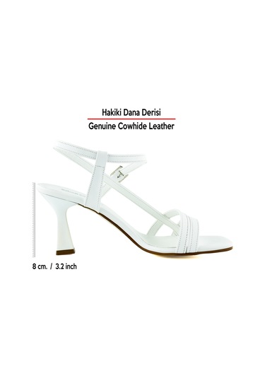 Erkan Saçmacı Roseline Beyaz Önü Arkası Açık Bantlı Tokalı Kadeh Topuklu Abiye Gelin Ayakkabısı