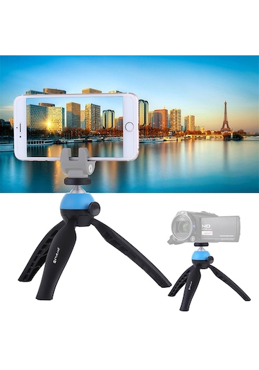 Puluz 360 Derece Top Başlı Mini Tripod Dağı Mavi