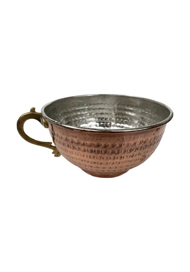 Bakır Bardak Kulplu Ayran Bardağı 4 Bardak