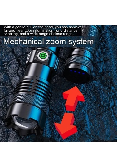 Ebitda Yüksek Parlaklık Lazer El Feneri, Teleskopik Zoom, Uzun Menzilli, Açık Hava Kamp El Feneri Çok Renkli