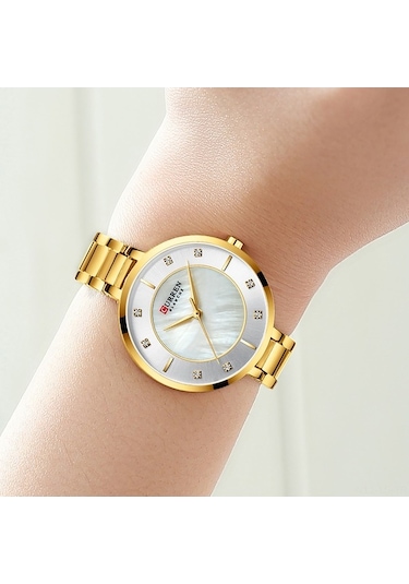 Yingfu Curren 9051 Kadın Saati - Altın Kasa, Su Geçirmez Rose Gold Tasarım Rose Gold