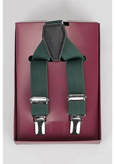 Tudors Düz Ince Erkek Pantolon Askısı Yeşil