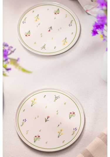 Rakle Botanical Seramik 4'lü Servis Tabağı Seti 26,5 Cm Renkli