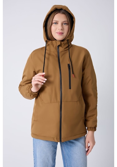 Montland Kadın Taba İçi Kürklü Su Ve Rüzgar Geçirmez Kapüşonlu Kışlık Mont Taba