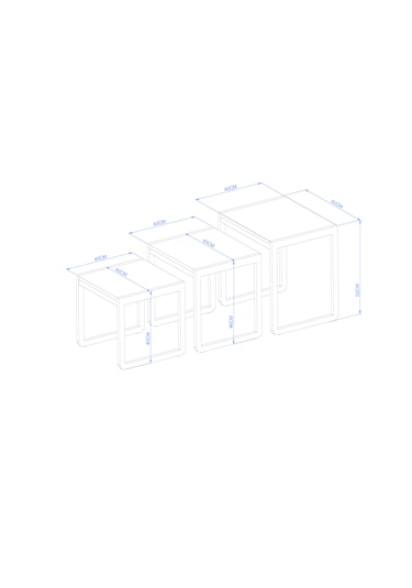 Arpelia Üçlü Zigon Sehpa 50x40x52/45x40x46/40x40x40