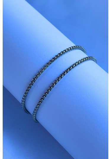 El İşçiliği Paslanmaz Çelik Zincir Erkek Kolye Metalik Gri Siyah