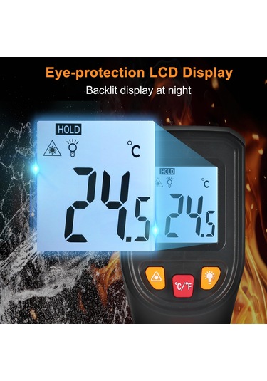 Leezsing T600 Kızılötesi Sıcaklık Ölçer -50 C 600 C Hassas Tarımsal Endüstri Mutfak Pil Yok Turuncu