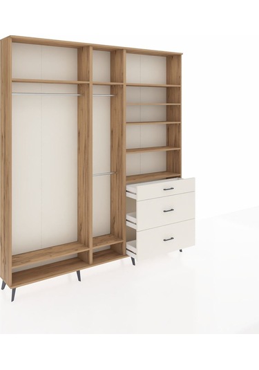 Arges Dolap 9 Raflı 3 Çekmeceli 3 Askılı 220x30x243 Çam-çam/aytaşı Atlas Çam/aytası