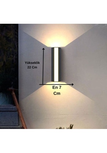 12 Watt Optik Çift Yönlü Dış Ve İç Mekan Uyumlu Duvar Led Apl... Siyah