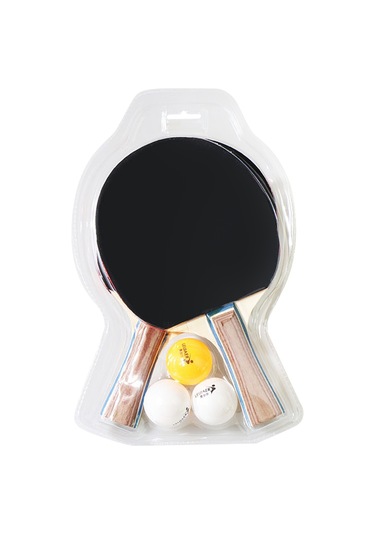 Ranyeek 2 Kişilik Tenis Topu Seti: Uzun Saplı Raketler Ve 3 Top, Dayanıklı Ahşap Sap, Sponge Lastik Yüzey