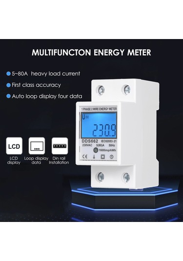Reedark "230v Tek Fazlı Led Ekranlı Elektrik Sayacı - Dds662 Model, 5-80a Akım"
