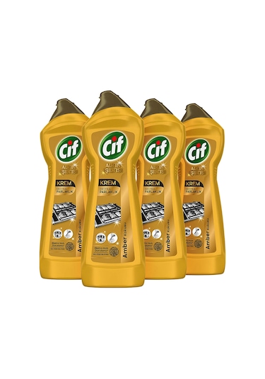 Cif Krem Yüzey Temizleyici Altın Işıltısı Amber Kokulu 4 x 750 ML