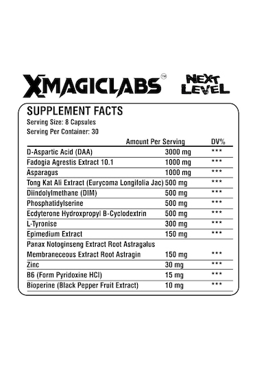 Xmagiclabs Next Level Testo Booster Daa Fadogia Agrestis Tongkat Ali 240 Kapsül
