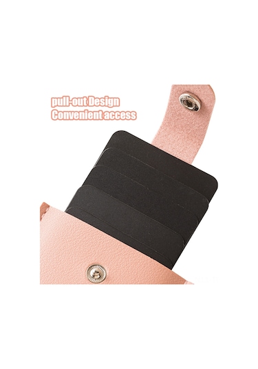 Tenfowee Kırmızı Pu Deri Gizli Çekmeli Kartlık, 5 Kartlı Kapasite, Basma Kapağı İle Güvenli Kart Saklama Aleti