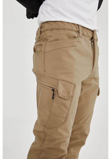 Camp Scoutland Camp591 Outdoor Softshell Su Ve Rüzgara Dayanıklı içi Polarlı Kışlık Erkek Bej Taktik Pantolon