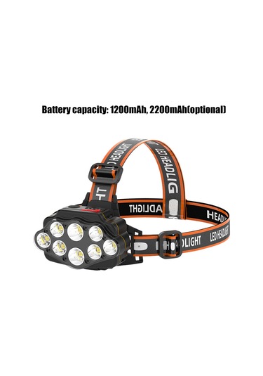Ranyeek Usb Şarjlı 8 Led'li Multifonksiyonel Kafa Lambası - 2x1200mah Pil İle Outdoor, Bisiklet Ve Gece Sürüşü Için Uzun Menşeli Aydınlatma Çok Renkli