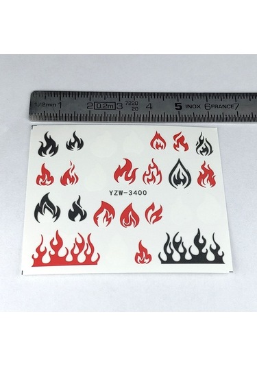 Alev Alevli Ateş Tırnak Vinil Sticker Çoklu Süsleme Çok Renkli Dövme 6x5.5cm