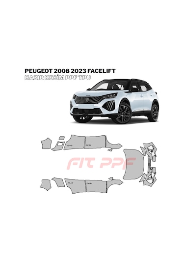 Peugeot 2008 - 2023 Facelıft 210 Mikron Premium Tpu Ppf Kaplama Seti-orta Kapı Direkleri