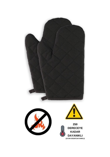 Yanmaz Ve Isıya Dayanıklı Fırın Eldiveni 2 Eldiven Siyah