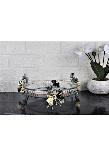 Atabey Home Kelebek Ayak Yuvarlak Borcam Tepsi-25 Cm