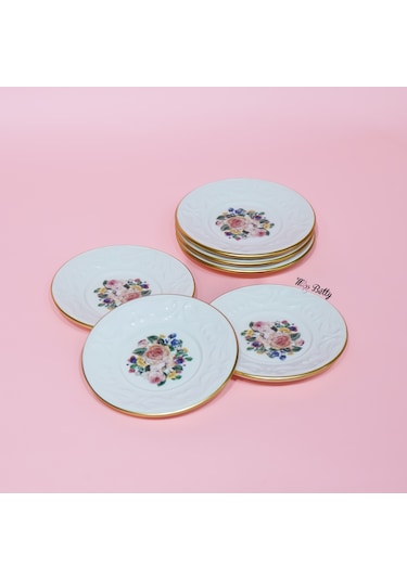 Rose Deluxe Porselen 6'lı Çay Tabağı Pembe