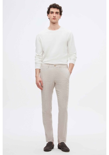 Ds Damat Slim Fit Bej Düz %100 Keten Jogger Pantolon 4hc03s2063230 Bej