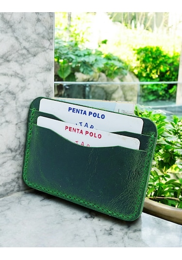 Penta Polo Cronder Hakiki Deri Dizme Kartlık Cüzdan Haki