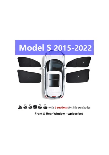 Goldenqian Tesla Model Y 2024 2025 Güneşlik Ön Arka Cam Güneş Gölge Kapak Vantuz İle Model X S3 Yayla Aksesuarları Ms Old 4 Sides