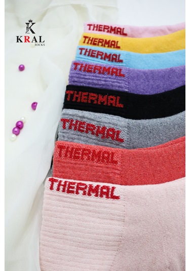 Kadın Çorap 5 Çift Renkli Termal Havlu Kışlık Çorap Isı Emici ASORTİ