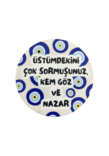 Kem Göz Ve Nazar Baskılı Ahşap Bardak Altlığı