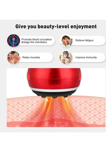 Willowhaven 3 In 1 Elektrikli Vakum Çukurluğu Cihazı Vücut Masajı Kırmızı Renkli Model Kırmızı