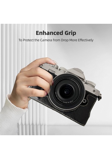 Gajeena Nikon Z Fc Kamera İçin Siyah Sentetik Deri Kılıf, Eldivenli Tutuş, Tripod Uyumlu, Omuz Kayışı İle Tam Koruma