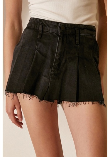 Never More Pileli Mini Etek Laci Siyah