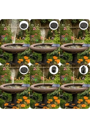 Besthome1 Dream011 1 Adet Güneş Pompası Kiti 11x11cm 1.5w Dış 6 Nozullu Kuş Banyosu Akvaryum