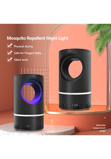 Geeroyoo Usb Akıllı Evsel Isırgan Öldürücü Lambası - Sessiz Emici Fiziksel Isırgan Ölümcüsü, 360 Uv Işık, 20-50 M² Kapsama, Siyah Siyah