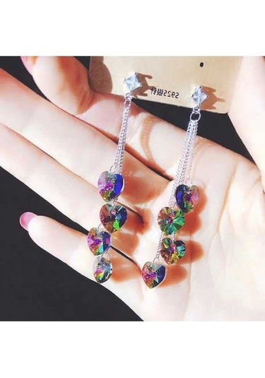 Ganzhoushop Yeşil Yeşil Yapay Uzun Uygun Püskül Mücevherleri Modaya Uygun Küpeleri Kristal Kore Kızlar Kadın Rm Yeşil