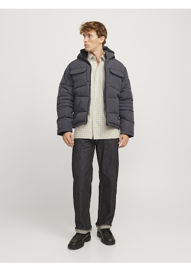 Jjbuıld Puffer Jacke - 12256858 Dark Grey Melange Koyu Gri Melanj