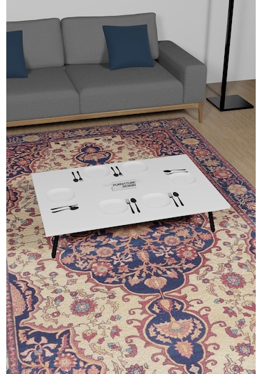 Katlanır Yer Sofrası Hamur Açma Masası Beyaz 60x90