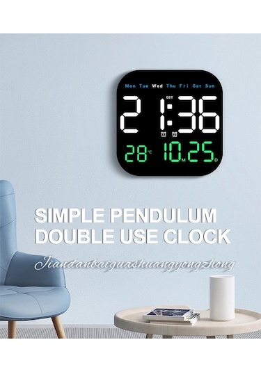 Zilinn Dijital Duvar Saati Led Çalar Saat Zamanlama Fonksiyonlu Büyük Ekran Oturma Odası Ofis Yatak Odası Dekoru İçin Uzaktan Kumandalı Saat Üç Renkli-107 Çok Renki