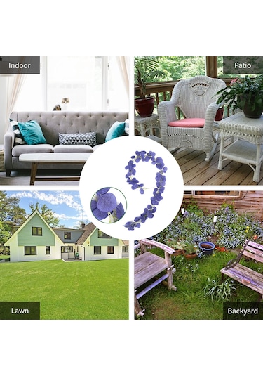 Xindoker 2 Metre Uzunlukta Su Geçirmez Mavi Yapay Eukaliptus Yaprakları - Dışarıdaki Ve İçerdeki Dekorasyonlar İçin Dayanıklı İpek Kumaş