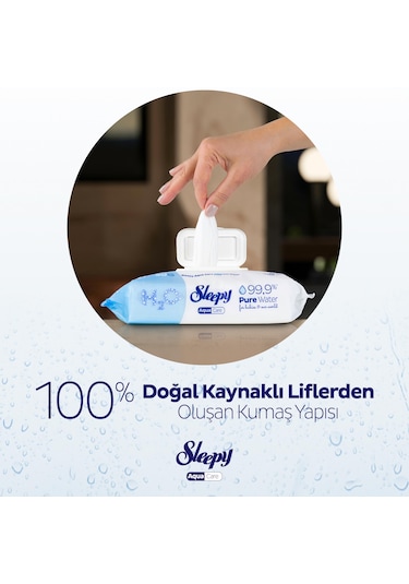 Sleepy AquaCare H2O Yenidoğan Islak Bebek Havlusu 8x50