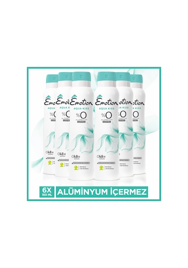 Emotion Aqua Kiss Kadın Sprey Deodorant 6 x 150 ML