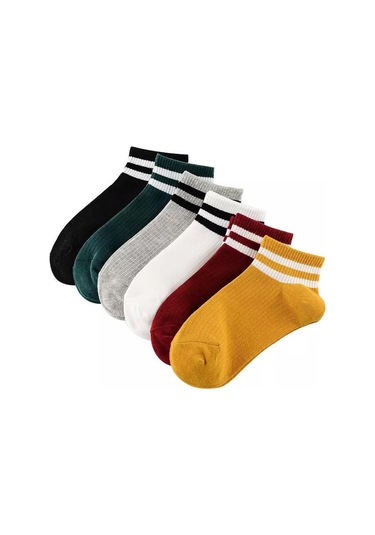 Bgk Unisex 6 Çift Koton Çizgili Patik Çorap Extra Rahat Çok Renkli