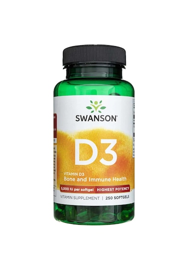 Swanson Vitamin D3 5.000 IU Takviye Edici Gıda 250 Kapsül
