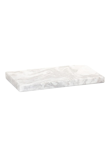 Dekoratif Sunumluk Gri Dalgalar Doğal Mermer Taş - 27x16 Cm