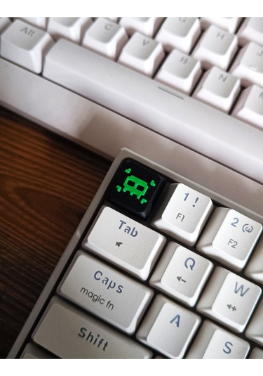 2 Adet Neon Yeşil Piksel Kuru Kafa Desenli Retro Mekanik Klavye Tuşu