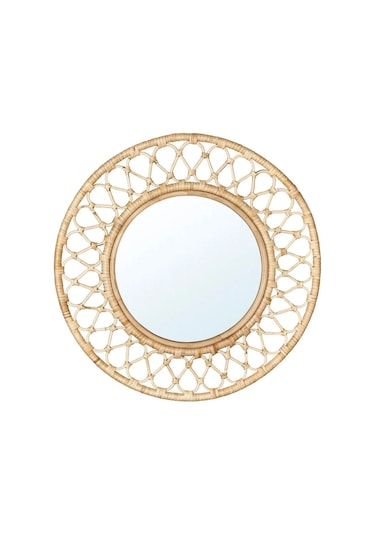 Grınsbol Rattan 55 Cm Duvar Aynası Dekorasyon Naturel